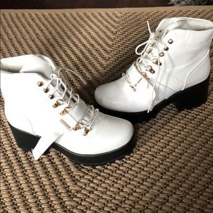 White combat boots